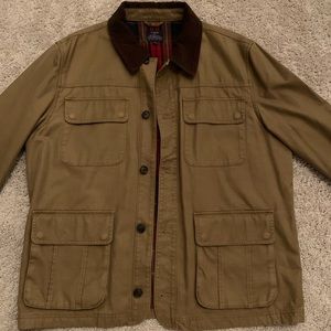 Mens JCrew factory jacket, size XL, like new! Tan with corduroy collar